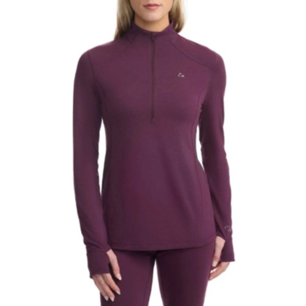 Paradox Quarter Zip Base Layer Top Purple Merino Wool Blend Thumbhole Sz L